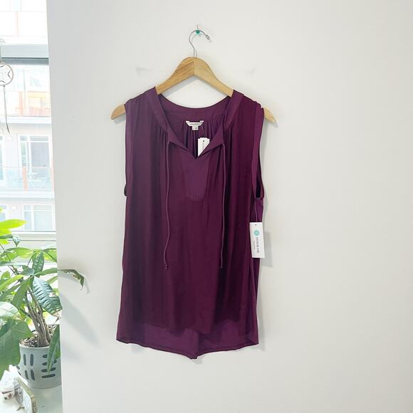 NEW Sweet Grey Purple Juni Mixed Material Top Size Large - Picture 1 of 5